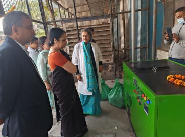 A wet and green waste composter installed in GNEC premises inaugurated by Dr. Poonam Narang (Ld Dean, MAMC) on 17th February, 2023. This composter is maintained by kitchen staff, convers waste into manure within 24 hours.