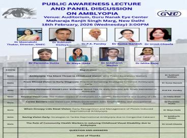 Public Awareness Lecture and Panel Discussion on Amblyopia
